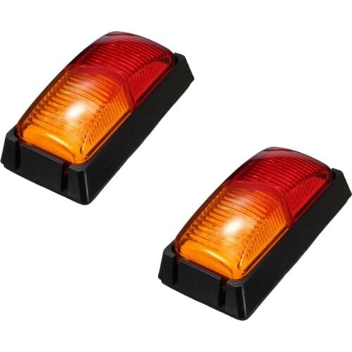 Fuleem 2PCS 10-30V 8 LED Amber and Red Side Marker Light Clearance Lamp Trailer Truck Waterproof