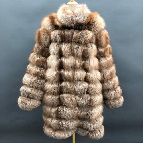 Janefur New Winter Fur Coat Women Clothes High Quality Real Fox Fur Overcoat Plus Size Thicken Warm Long Coat Female