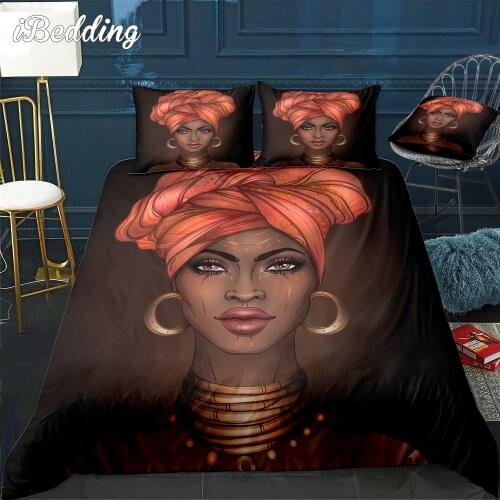 African Woman Bedding Set 3D Printed Cute Duvet Cover Luxury Comforter Bedroom Decoration Bed Sets Size Twin Full Queen King
