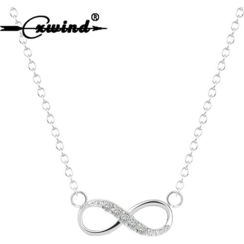 Cxwind Tiny Infinity Pendant Necklace with Zircon Infinity Love Promise Symbol Charm for Women chain Best Necklaces collares