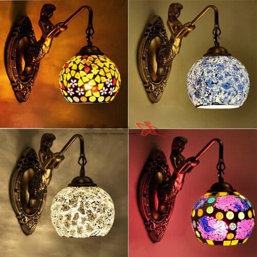 Lens headlight bar lamp corridor balcony lamp rural Mediterranean lamp of bedroom the head of a bed mermaid wall lamp