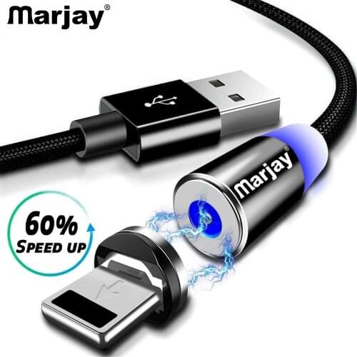 Marjay 1M 2M Magnetic USB Cable Led Fast charger charging Cable for iPhone XS Max XR X 5S 8 7 6s 5 se for iPhone cable for iPad