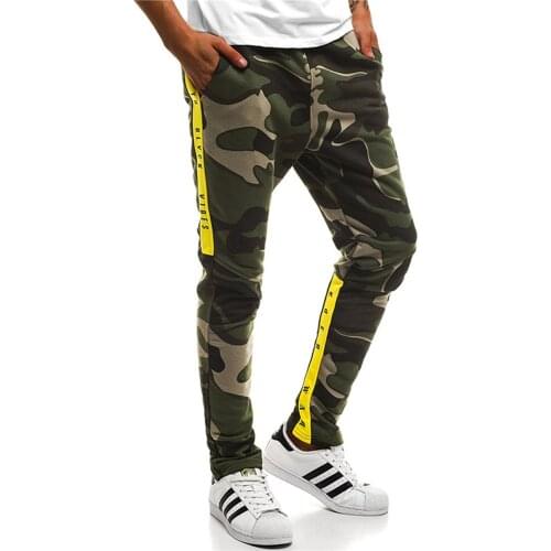 Men’ s Casual Trousers Camouflage Print High Waist Long Pants Straight-Leg Pants for Spring Fall Plus Size M-3XL