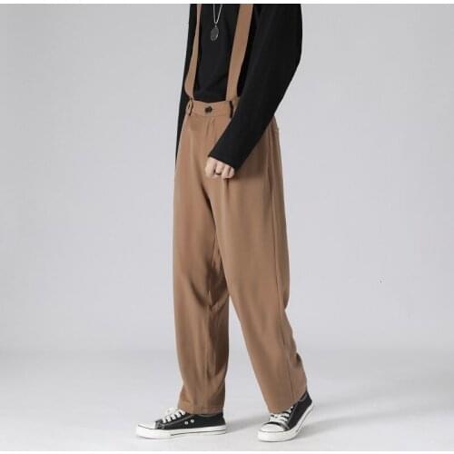 2021 Mens Pure Color Loose Salopettes Trend Casual Pants Cargo Streetwear Jumpsuit Rompers Loose Fashion Trousers Size M-2XL