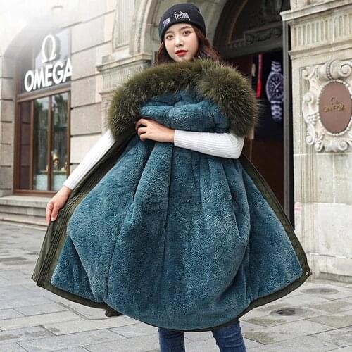 New Zipper Cotton Thicken Warm Winter Jacket Women Casual Parkas Winter Coat Fur Wool Lining Hooded Parka Overcoat Female Parka