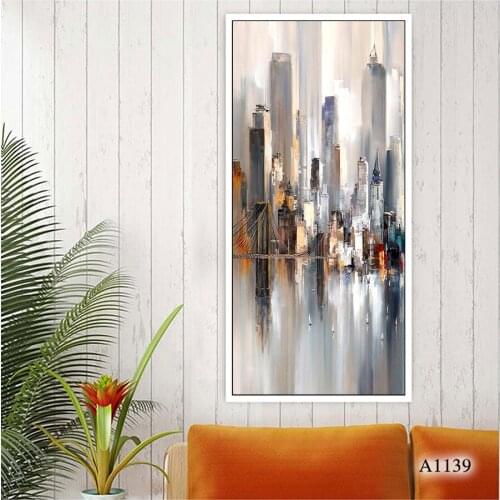 New York Brooklyn Bridge Canvas Prints Painting Night View Cityscape Oil Painting on Canvas Wall Art Picture for Home Decor