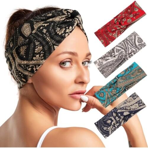 Fashion Girls Summer Bohemian Hair Bands Women Winner Headbands Vintage Cross Turban Bandage Bandanas HairBands Hair Accessories