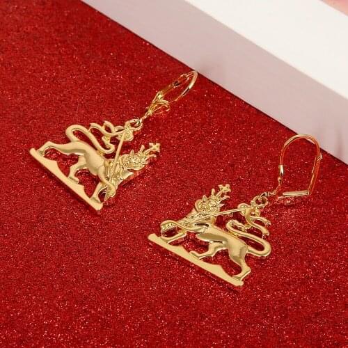 Ethiopian Lion Map Earrings for Women Girls Arab African Jewelry Gift Wholesale