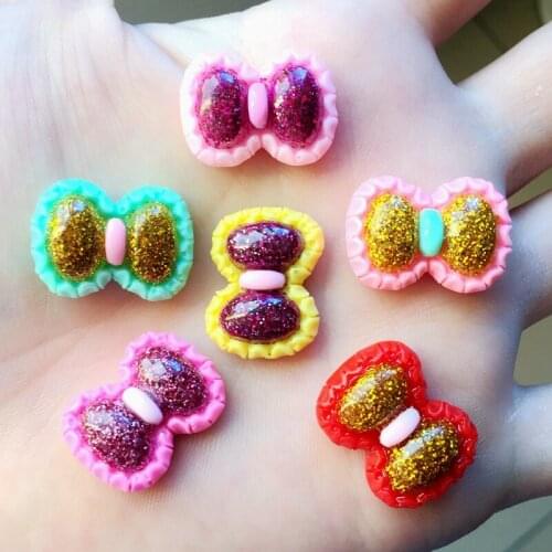 Shiny12PCS 16*22mm bow flat back clothing button decoration rhinestone scrapbook.A03