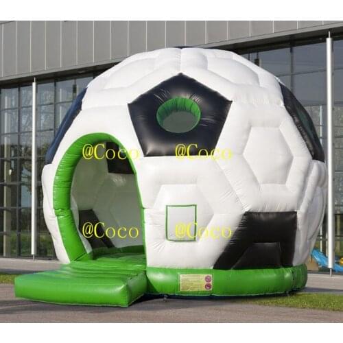 Free air ship to door, 5m giant inflatable soccer bouncy castle, football inflatable jumping castle, inflatable bounce house