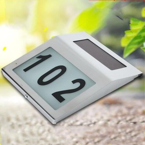 Outdoor Waterproof Solar Wall Lamp Outside Stainless Steel Doorplate 2 Led Mounted Number Indicator Garden Facade Lights Powered