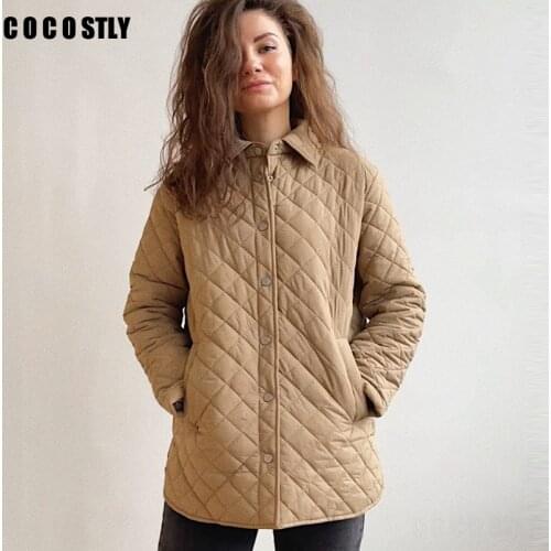 Autumn Za Women Jacket Fashion Coats Turn Down Collar Elegant Front Pockets Cotton Jackets Female Female Ladies Outwear