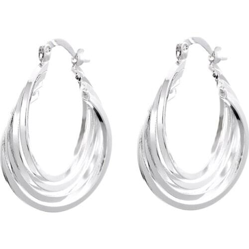 925 Sterling Silver Four Coils Circle Hoop Earring for Woman Fashion Party Wedding Engagement Party Jewelry