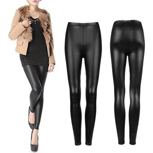 S- 3XL Plus Size Women Faux Leather Stretch Leggings Skinny Pencil Pant Slim Tight Trouser Sexy Punk Streetwear Female Long Pant