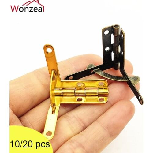 10/20Pcs 90° Antique Support Hinge Frame Jewelry Wine Case Wooden Cigar Gift Box Lid Spring Furniture Hardware Accessories