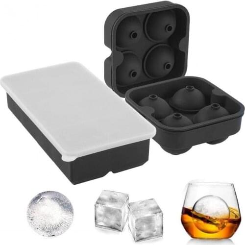 2pcs Ice Cube Tray Silicone Mold Set Practical Ice Cube Mold With Lid, Easy To Demold Creative Round Square Ice Cube Set