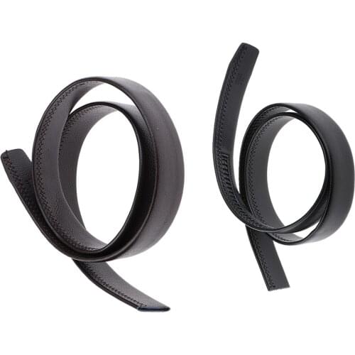 2 Pieces Casual Solid Mens PU Leather Automatic Waist Belt Slide Waistband Without Buckle