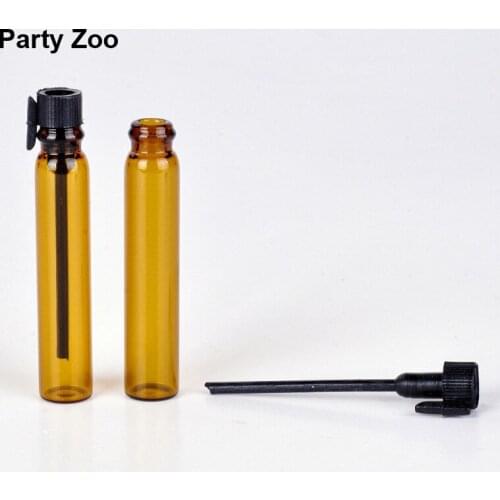 3000 x 1ml/2ml Dark Amber Glass Essential Oil Bottle Mini Portable Empty Sample Perfume Jar with Long Black Insert Wholesale