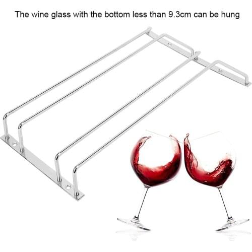 35cm Double Row Stainless Steel Wine Glass Rack High Foot Glass Rack Wine Cabinet Hanging Shelf For Bar Home Kitchen