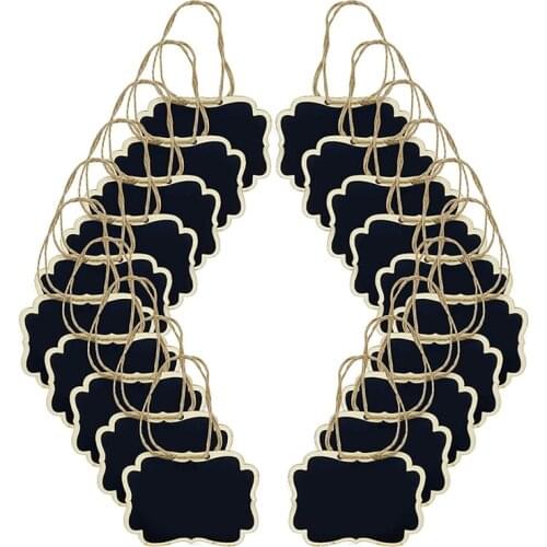 36Pcs Mini Chalkboards Signs, Hanging Wooden Chalkboard Tags, Double-Sided Message Board with Hanging String