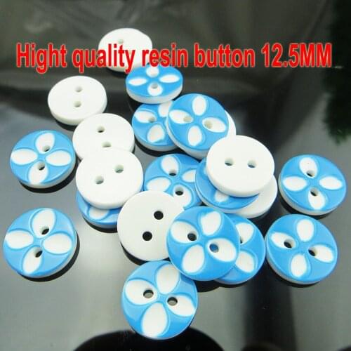 50PCS 12.5MM Dyed RESIN blue flower buttons decoration coat boots sewing clothes accessory kid shirt garment button R-293H