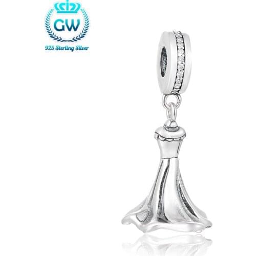 925 Sterling Silver Fits Essence Bracelets Gorgeous Princess Evening Dresses Silver Beads Charm Brand GW Diy Jewellery S478