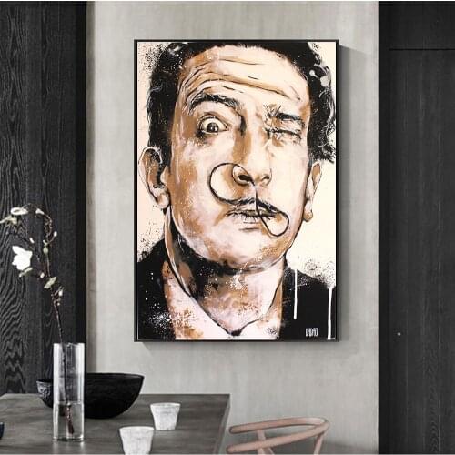 Abstract Graffiti Dali Art Painting Wall Art Face Portrait Posters and Prints Wall Pictures for Living Room Cuadros Home Decor