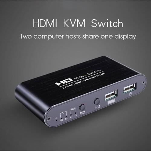 KVM USB2.0 Sharing Switch Adapter Box Shared Printer USB HDMI-compatible Devices for Scanner Printer Flash Drive