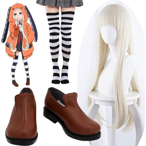 Anime Cartoons Yomoduki Runa Cosplay shoes Japanese High School wigs Halloween Party Cosplay stocking Costume For Men Women