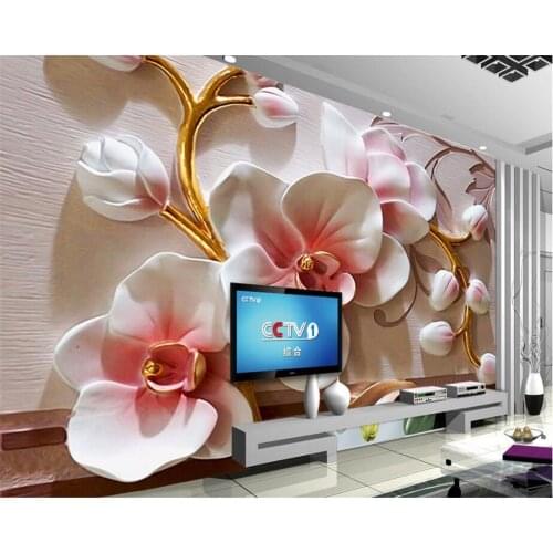 Beibehang photo wallpaper 3D Phalaenopsis relief wall Modern fashion floral decorative painting papel de parede 3d wallpaper