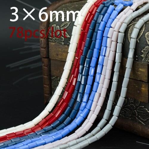 3x6mm 78pcs Rectangular Crystal Glass Loose Beads Long Square Bead Multicolor Beads Accessories Craft In Bulk wholesale