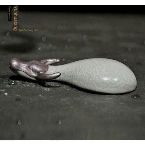 Calf Tea Ornaments Geware Ru Gracked Glaze Tea Ornaments Tea Set Tea Set Tea Ceremony with Zero Tea Decoration Mini Tea Set