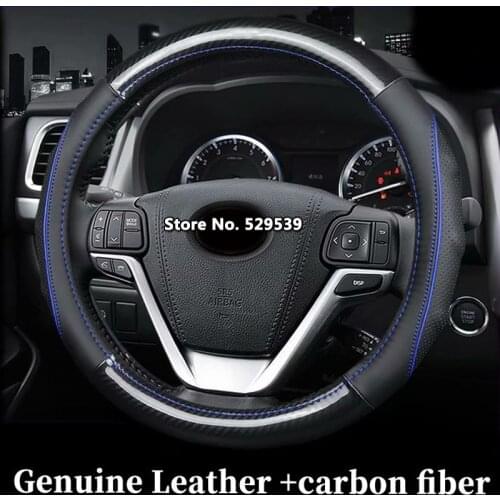 Car Genuine Leather Carbon Fiber Steering Wheel Covers for Jeep Commander PATRIOT COMPASS RENEGADE Grand Cherokee Wrangler