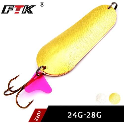 FTK new 1 PC 24g Fishing Lure Spoon Lure Noise Sequin Paillette Carp Hard Fishing Baits With 1/0# Treble Hook Lure