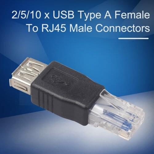 PC Crystal Head USB Type A Female To RJ45 Male Connector Ethernet Laptop LAN Network Cable Converter Router Socket Plug Adapter