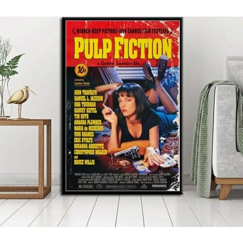 Pulp Fiction Classic Movie Quentin Tarantino Vintage Canvas Painting Funny Art Posters and Print Wall Art Picture for Home Decor