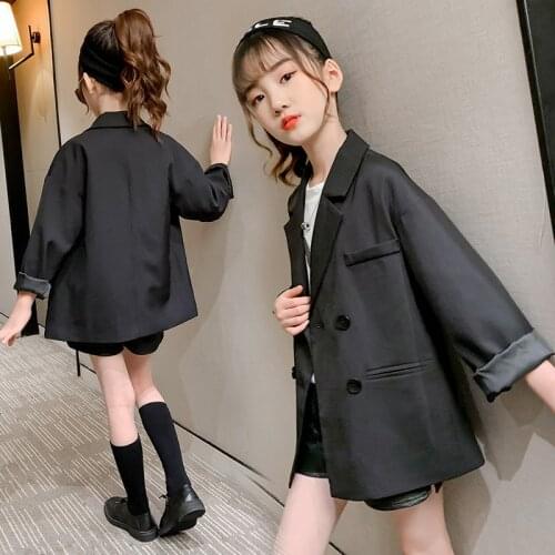 Kurtka dziecieca girls jackets black blazer 2020 autumn outwear children 12 years old