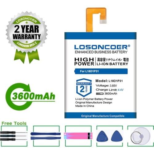 LOSONCOER Battery 3600mAh L18D1P31 Battery For LENOVO TB-7104F Free Tools