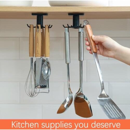 Multifunctional kitchen hook storage box bathroom hook cooking accessories storage rack free punching seamless hook