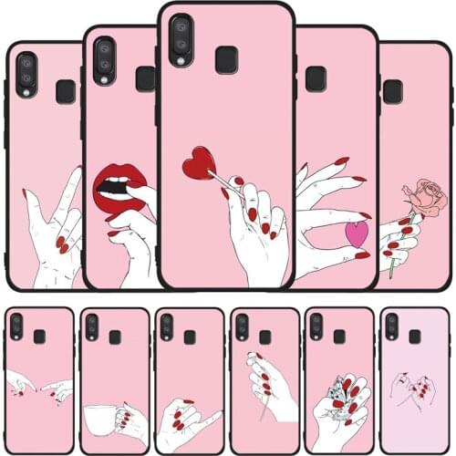 Best Friend Pink Hands Soft Case For Samsung A10 A30 A40 A50 A70 M10 M20 M30S M40 A01 A21 A31 A51 A71 A20E black Case