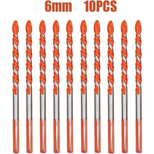 10PCS 6mm Tungsten Carbide Drill Bit Set For Porcelain Tile Concrete Brick Glass Plastic Masonry Power Tool Accessories