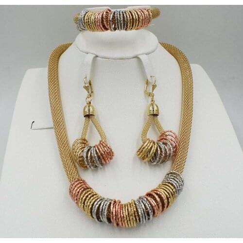 New Fine dubai gold Jewelry Sets For Women African beads jewelry set Necklace set wedding jewelry set Earrings fashion jewelry