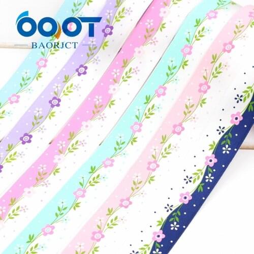 OOOT BAORJCT 1730633 , 1'' 25MM flowers Printed grosgrain ribbon, DIY handmade Hair accessories Material wedding gift wrap