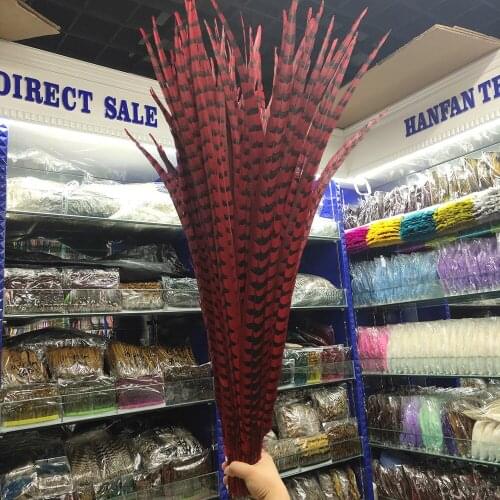 Wholesale 100pcs Beautiful Red copper chicken feathers 40-44 inch/100-110 cm stage performances decoration