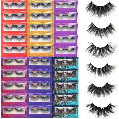 Rainsin Wholesale Gift Pack 30 Pairs 25mm Messy Fluffy 3d Mink Lashes Dramatic Long Eyelashes Wholesale