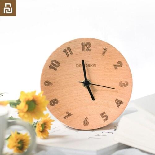 Original youpin Nordic Minimalist Decoration Small Pendulum Clock Wood Mute Sweeping Alarm Clock for Smart Home office H20