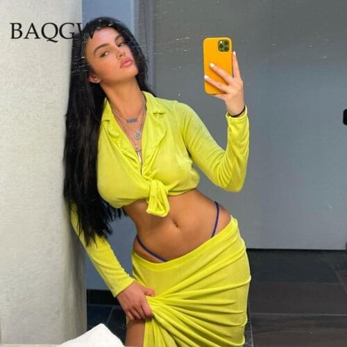 Autum Long Sleeve Two Piece Set Fashion Single Breasted Tshirt + Split Maxi Skirt Vintage Party Outfits High Waist Streetwear