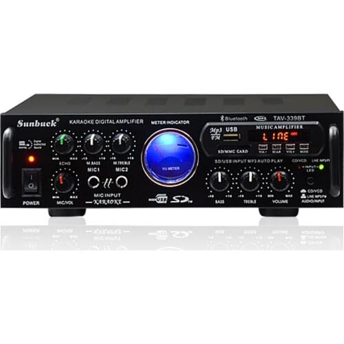 SUNBUCK 2.0 Channel HiFi Bluetooth Stereo AV Amplifier Home Theater Audio Radio Bluetooth Professional Car Amplifier 12V/220V