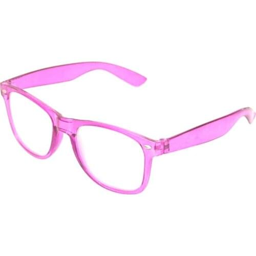 Clear purple frame diffraction glasses with fireworks lens