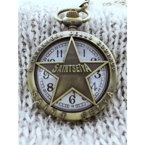 Saint Seiya anime hollow quartz pocket watch Saint Seiya Men gift FOb chain pocket watches